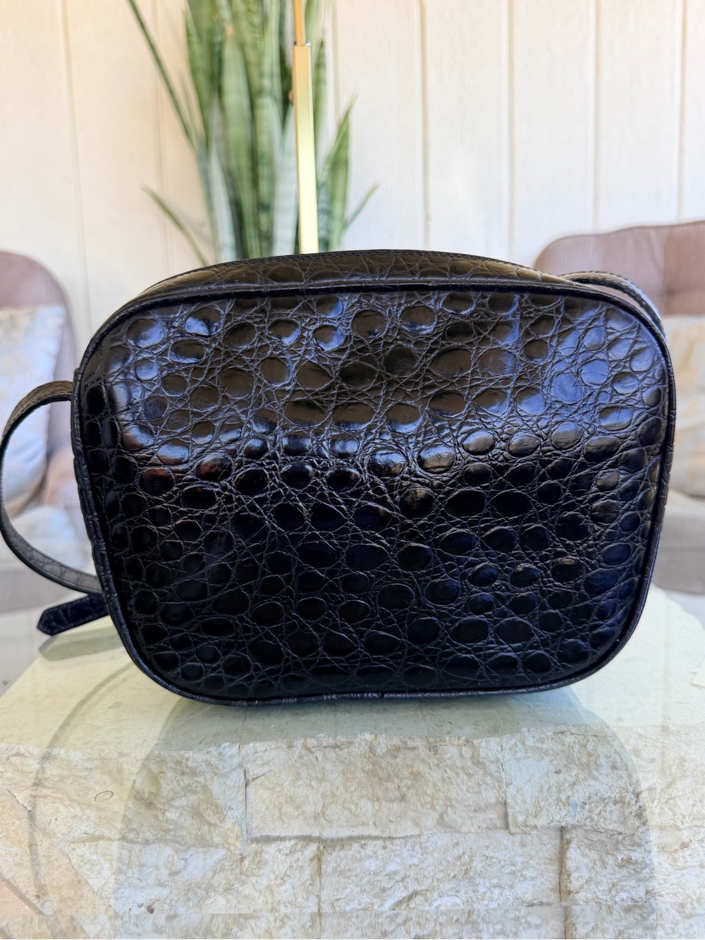 Ferragamo Croc Embossed Black Crossbody Bag💝💝💝 - Picture 6 of 9